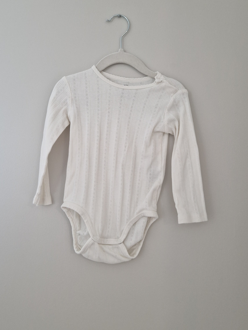 H&M Cream Ribbed Long-Sleeve Baby One-Piece